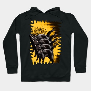 Psychedelic Black Cat Funny Yellow Melty colorful background surreal collage Hoodie